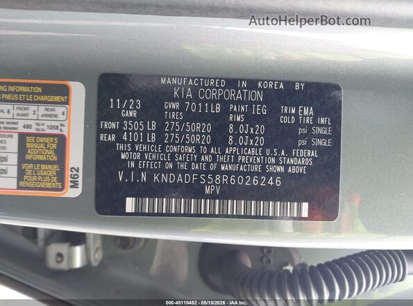 KNDADFS58R6026246 2024 KIA EV9 Серый Вид подкапотного пространства