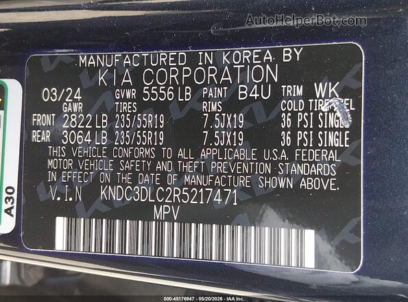 KNDC3DLC2R5217471 2024 KIA EV6 Черный Вид подкапотного пространства
