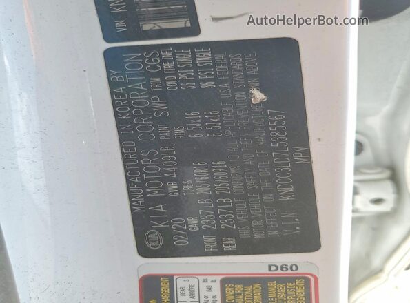 KNDCC3LD7L5385567 2020 KIA NIRO Белый Вид подкапотного пространства