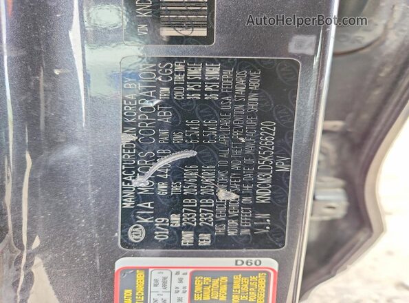 KNDCM3LD5K5266220 2019 KIA NIRO Черный Панорамный вид салона 360°