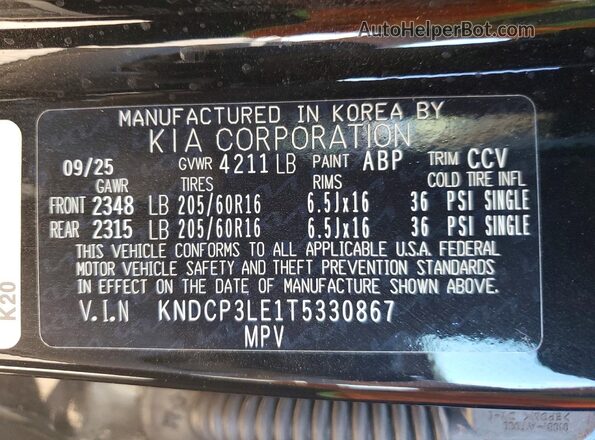 KNDCP3LE1T5330867 2026 KIA NIRO Black 360 interior view