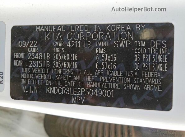 KNDCR3LE2P5049001 2023 KIA NIRO White Widok komory silnika
