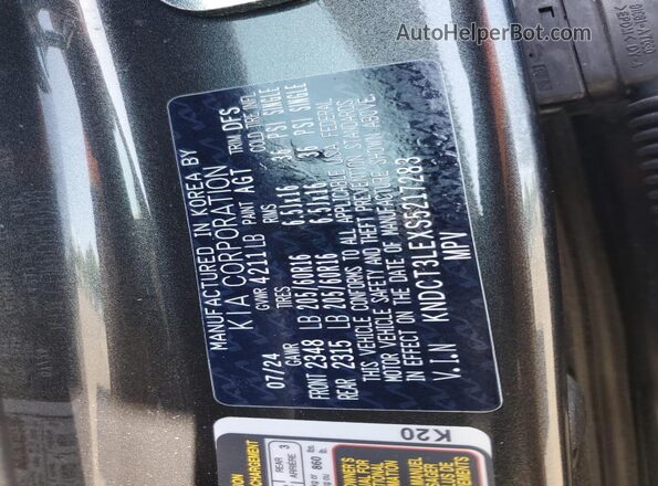 KNDCT3LEXS5217283 2025 KIA NIRO Угольный Вид наклейки с VIN-кодом