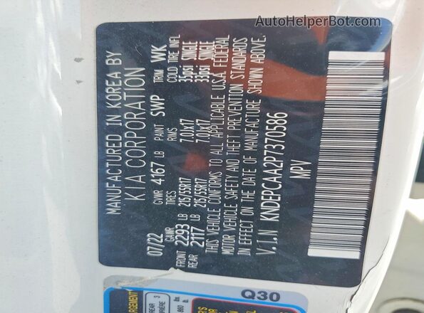 KNDEPCAA2P7370586 2023 KIA SELTOS White Widok naklejki z numerem VIN