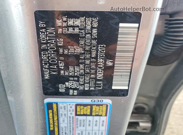KNDEPCAA9P7372173 2023 KIA SELTOS Silver Вид наклейки з VIN-кодом
