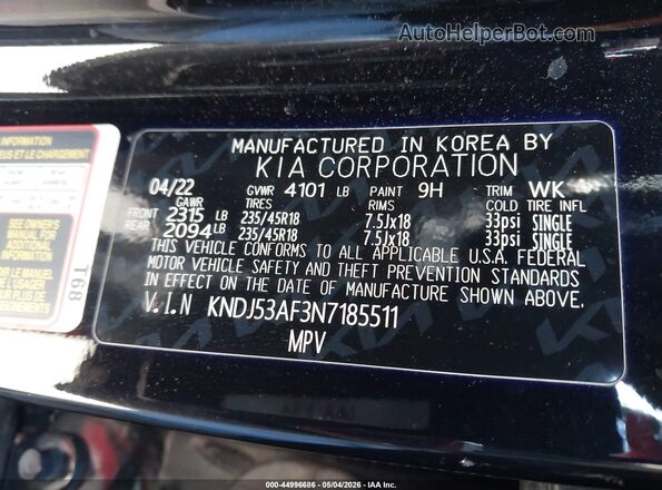 KNDJ53AF3N7185511 2022 KIA SOUL Черный Вид подкапотного пространства