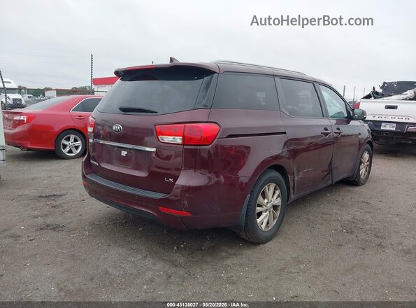 KNDMB5C11G6111211 2016 KIA SEDONA Burgundy Tył prawy