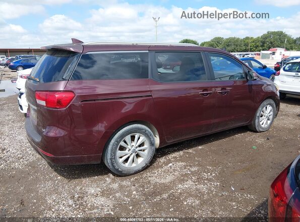 KNDMB5C14G6107380 2016 KIA SEDONA Maroon Tył prawy