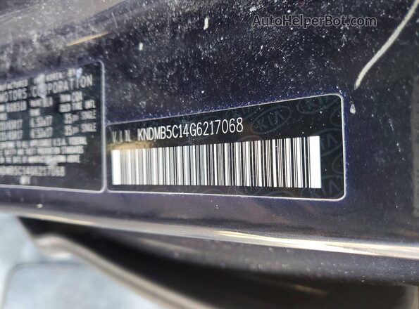 KNDMB5C14G6217068 2016 KIA SEDONA Синий Вид наклейки с VIN-кодом