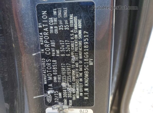 KNDMB5C18G6189517 2016 KIA SEDONA Gray VIN sticker view