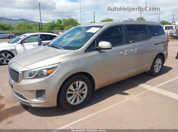 KNDMB5C18G6211807 2016 KIA SEDONA Beige წინა მარცხენა ხედი სამი მეოთხედიდან