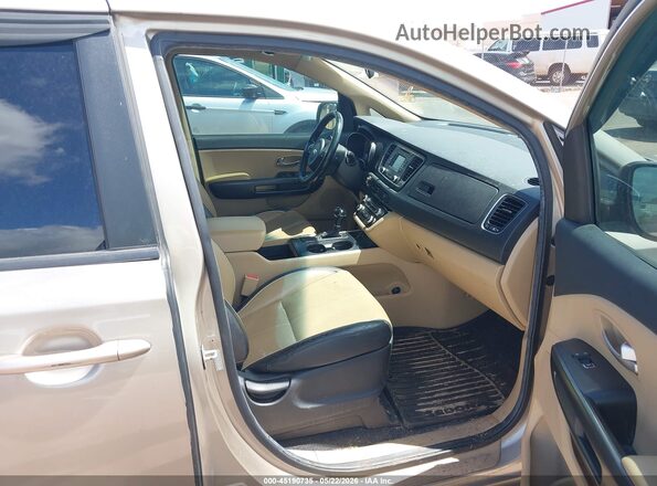 KNDMB5C18G6211807 2016 KIA SEDONA Beige წინა სალონის ხედი