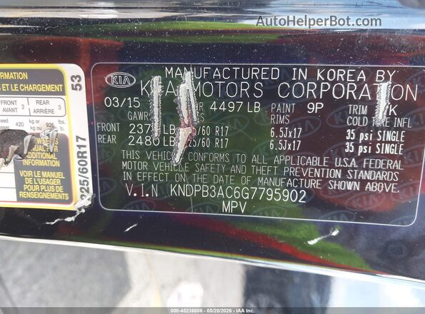 KNDPB3AC6G7795902 2016 KIA SPORTAGE Black Engine compartment view