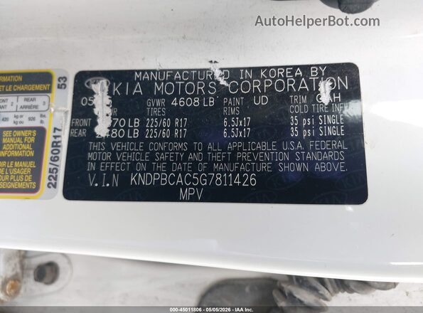 KNDPBCAC5G7811426 2016 KIA SPORTAGE Белый Вид подкапотного пространства