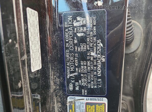 KNDPM3AC0K7526426 2019 KIA SPORTAGE Черный Вид наклейки с VIN-кодом