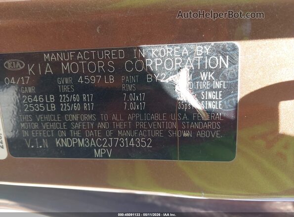 KNDPM3AC2J7314352 2018 KIA SPORTAGE Dark Brown Вид подкапотного пространства