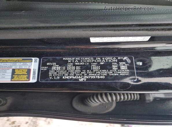 KNDPM3AC2N7997840 2022 KIA SPORTAGE Black Widok wnętrza 360 stopni