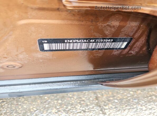 KNDPM3AC4K7593949 2019 KIA SPORTAGE Gold Widok naklejki z numerem VIN