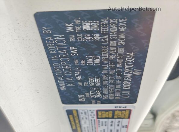 KNDPU3AF2P7079244 2023 KIA SPORTAGE White Widok wnętrza 360 stopni