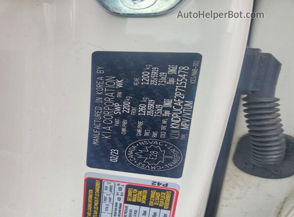 KNDPUCAF2P7155478 2023 KIA SPORTAGE White VIN կոդի պիտակի տեսք