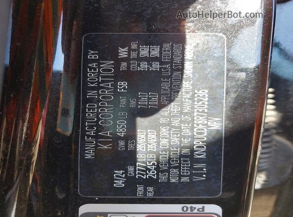KNDPUCDF8R7305236 2024 KIA SPORTAGE Черный Вид подкапотного пространства