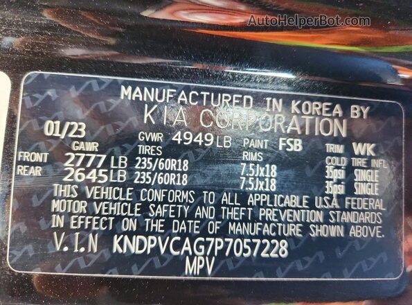 KNDPVCAG7P7057228 2023 KIA SPORTAGE Black VIN sticker view