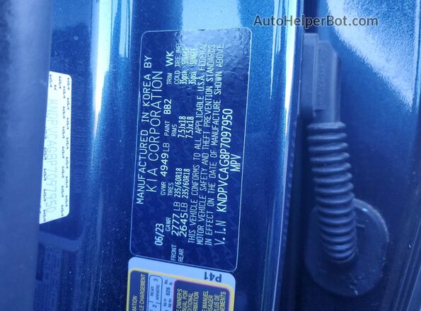 KNDPVCAG8P7097950 2023 KIA SPORTAGE Blue VIN sticker view