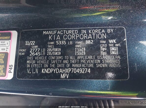 KNDPYDAHXP7049274 2023 KIA SPORTAGE PLUG-IN HYBRID Blue Вид підкапотного простору