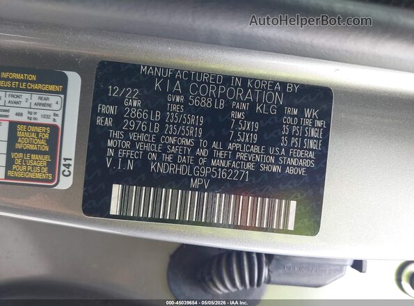 KNDRHDLG9P5162271 2023 KIA SORENTO HYBRID Gray Widok komory silnika