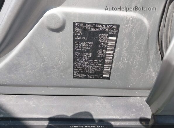 KNMAT2MT4JP572841 2018 NISSAN ROGUE Серебряный Вид подкапотного пространства