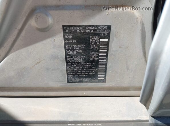 KNMAT2MV2HP596311 2017 NISSAN ROGUE Silver Vista del compartimento del motor