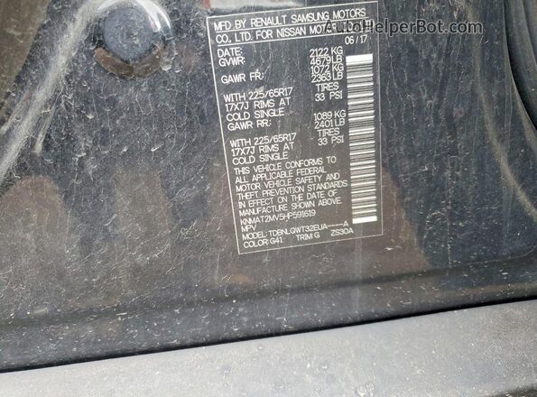 KNMAT2MV5HP591619 2017 NISSAN ROGUE Black Вид підкапотного простору
