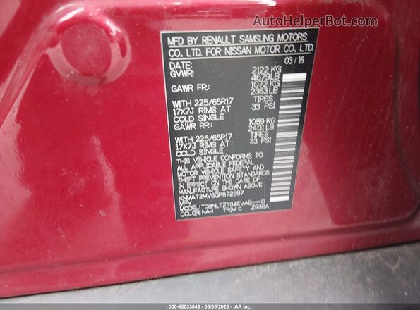 KNMAT2MV6GP672997 2016 NISSAN ROGUE Burgundy Vista del compartimento del motor
