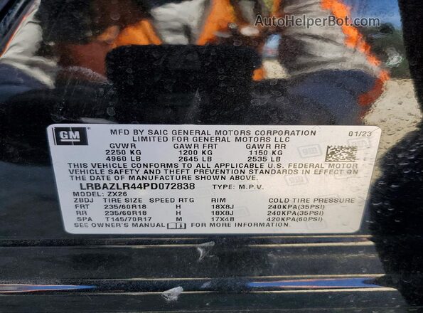 LRBAZLR44PD072838 2023 BUICK ENVISION Black Vista interior de 360 grados