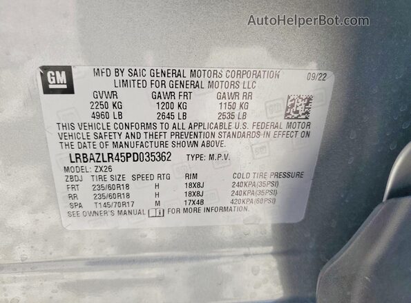 LRBAZLR45PD035362 2023 BUICK ENVISION Gray 360 interior view
