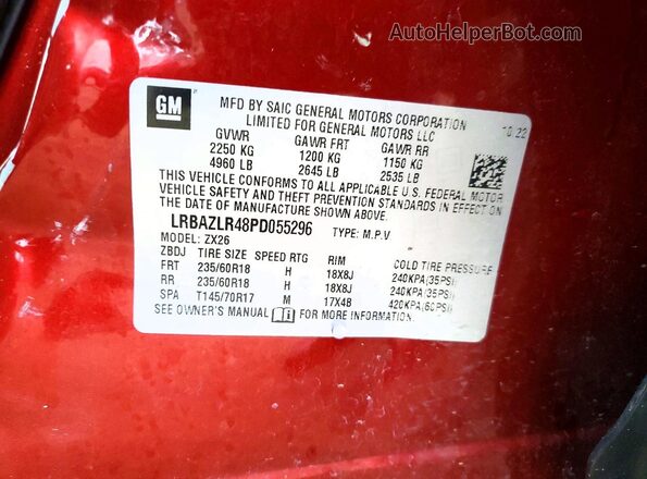 LRBAZLR48PD055296 2023 BUICK ENVISION Maroon Вид наклейки з VIN-кодом