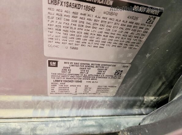 LRBFX1SA5KD118945 2019 BUICK ENVISION Серый Вид подкапотного пространства