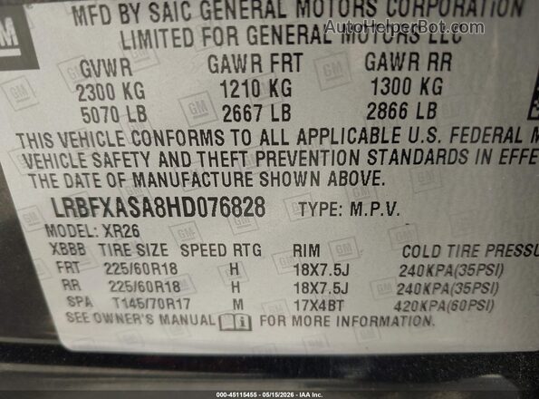 LRBFXASA8HD076828 2017 BUICK ENVISION Black Вид підкапотного простору