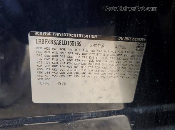 LRBFXBSA8LD155169 2020 BUICK ENVISION Blue Widok naklejki z numerem VIN