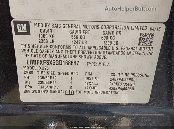 LRBFXFSX5GD168687 2016 BUICK ENVISION Black Вид підкапотного простору