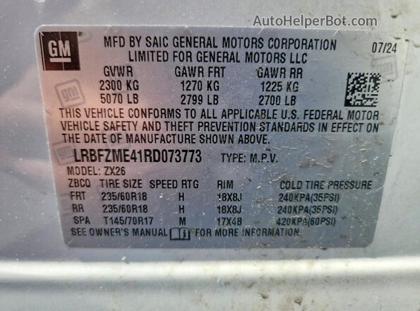 LRBFZME41RD073773 2024 BUICK ENVISION Gray Vista de la etiqueta del VIN