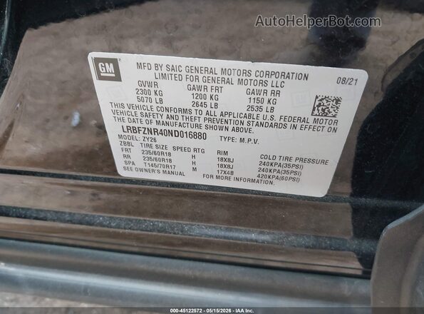 LRBFZNR40ND016880 2022 BUICK ENVISION Black Вид підкапотного простору