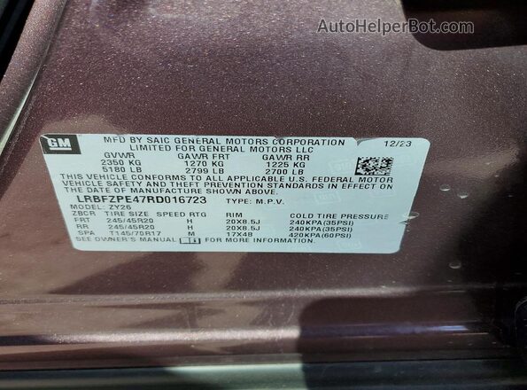 LRBFZPE47RD016723 2024 BUICK ENVISION Brown Vista del compartimento del motor