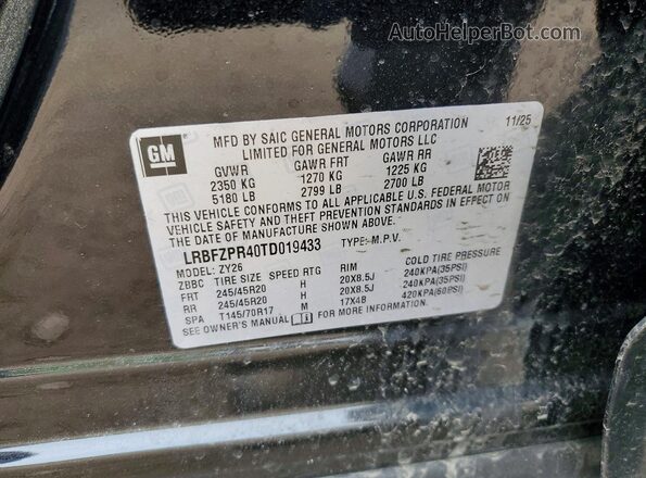LRBFZPR40TD019433 2026 BUICK ENVISION Black VIN კოდის სტიკერის ხედი