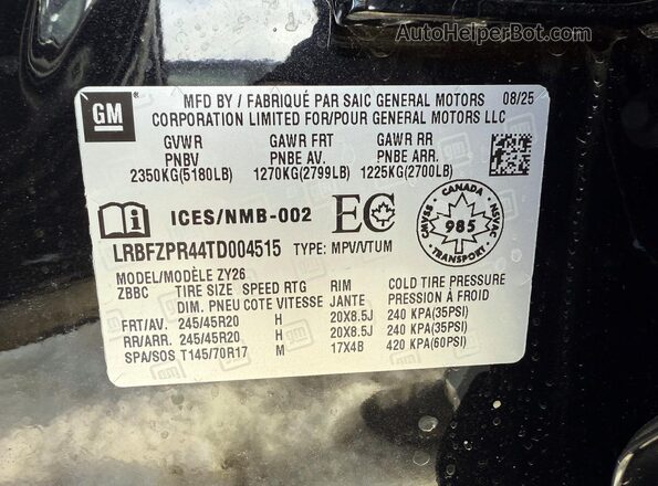 LRBFZPR44TD004515 2026 BUICK ENVISION Black Вид панелі приладів
