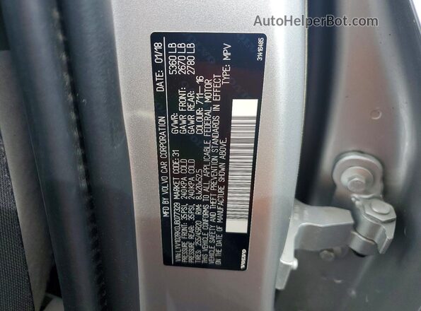 LYV102RK0JB077329 2018 VOLVO XC60 Серебряный Вид наклейки с VIN-кодом