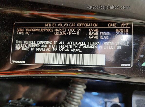 LYV402HMXJB179852 2018 VOLVO S60 Black Engine compartment view