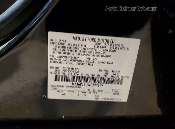 MAJ6P1SL5JC244137 2018 FORD ECOSPORT Black Սալոնի 360 աստիճան տեսք
