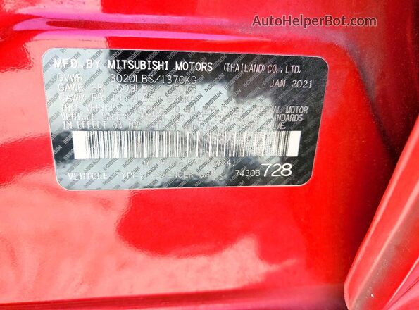 ML32AUHJ3MH004841 2021 MITSUBISHI MIRAGE Красный Вид подкапотного пространства