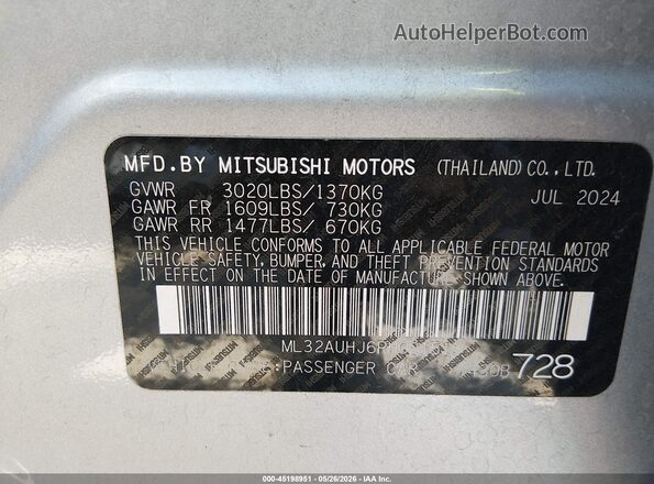 ML32AUHJ6RH021513 2024 MITSUBISHI MIRAGE Серебряный Вид подкапотного пространства
